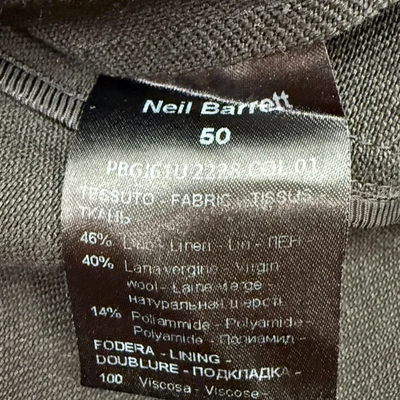 Neil Barrett Black Linen Blend Sports Blazer Jacket Size 40 SLIM FIT